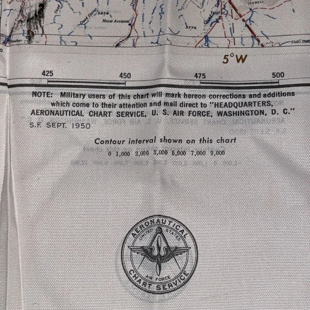 US Air Force Aeronautical Chart Service Cloth Map 1950 CL300 E & W Mediterranean